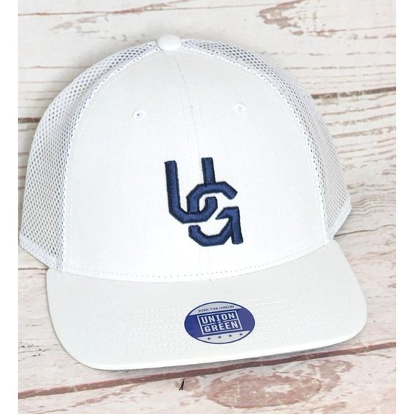 Union Green UG White/Navy Mesh Back Adjustable Rally Snapback Hat Join the Union - Picture 8 of 13